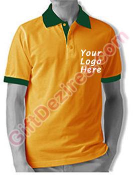 Designer Tangerine and Green Color T Shirt With Logo Printed